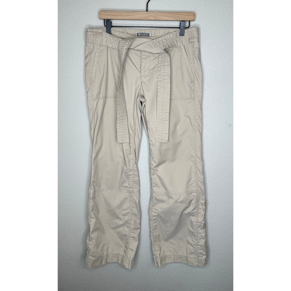 Gap Pants Womens 8 Cream Vintage Wide Leg Convertible Cargo Utility Mid Rise Tie
